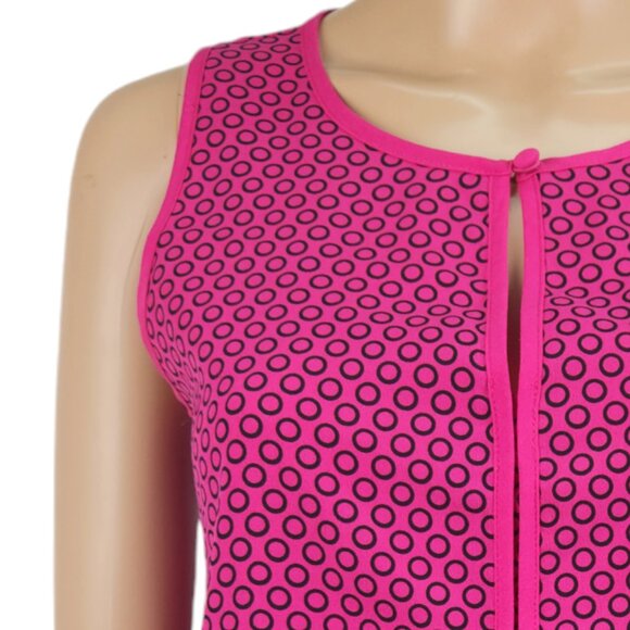 Apt. 9 Blouse women petite XS peekaboo polka dot pink fuchsia sleeveless scoop - Picture 4 of 7